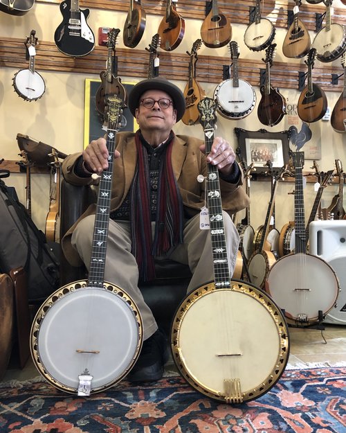 Two beautiful original five string banjos from the 1920s arrived this week&hellip;.a Paramount st...