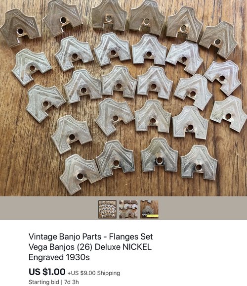 Here’s a set of original engraved flanges for a higher and Vega banjo. They are original nickel p...