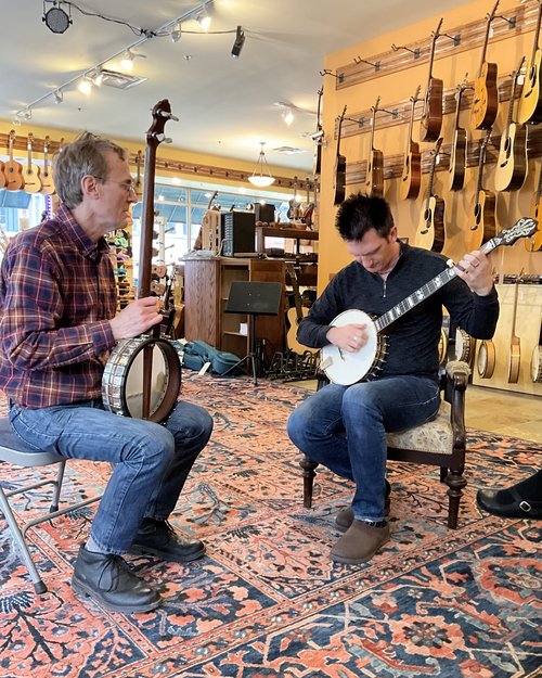 Adam and Peter&hellip;. they finally settled on great sounding and playing old Vega Tubaphone No 9.