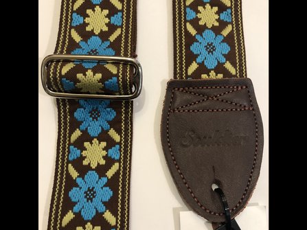 Souldier Strap Guitar Strap Tulip Turquoise/Gold/Brown #1