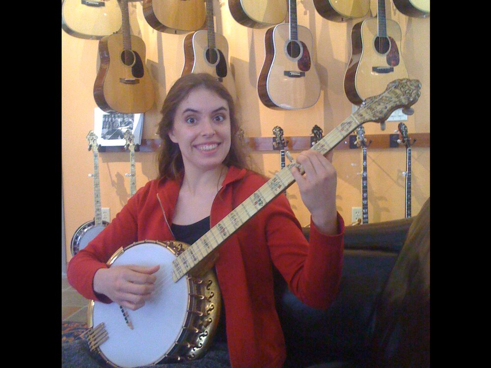 One of the great women banjo players Michelle Younger with Princess Starlight’s original 1930s Ba...
