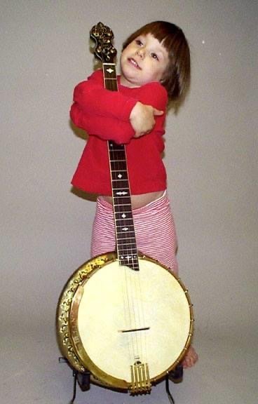 Grace with Fred Bacon’s original five string No. 4&nbsp;Silver Bell