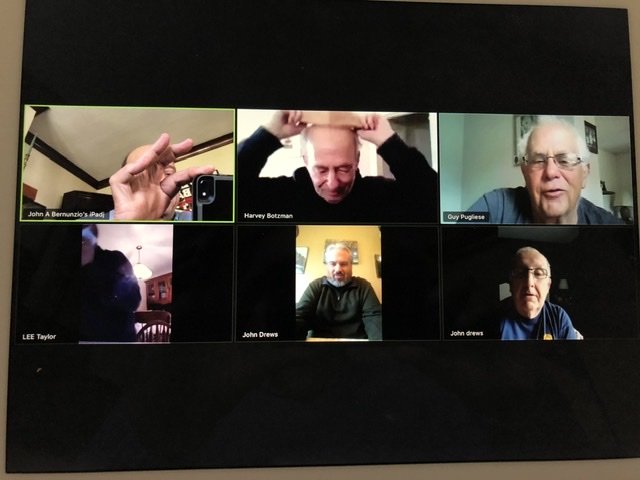 Our weekly zoom meeting with the boys from Harro East athletic club all old and keeping very well...
