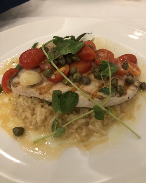 The Sicilian swordfish at the Datilo’s Restaurant at the&nbsp;Water’s Edge Spa and Resort was a d...