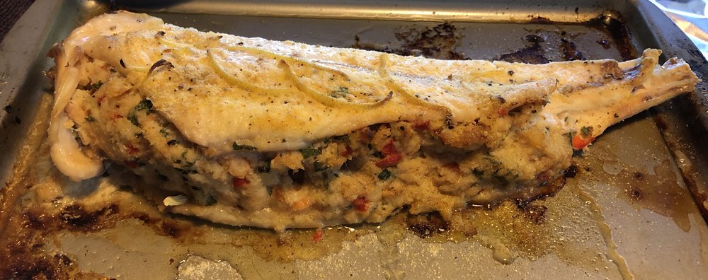 Lake trout stuffed with crab and shrimp! This was the recipe that was given to me when I lived on...
