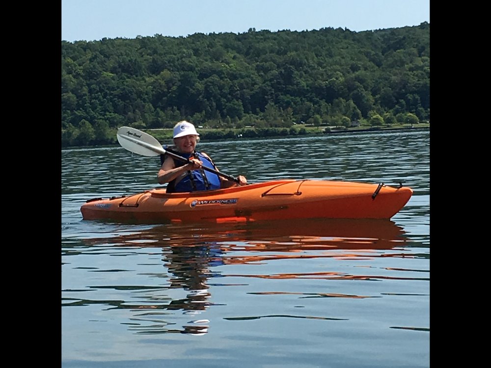 Julie masters the kayak.