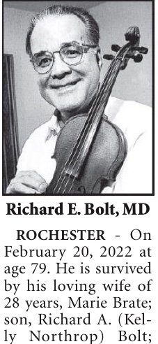 We mourn the passing of longtime friend Dick Bolt, Rochester fiddler and teacher. He was a kind s...