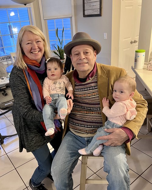 Grandma and Grandpa with Olive and Scarlet&hellip;the faces of the future.