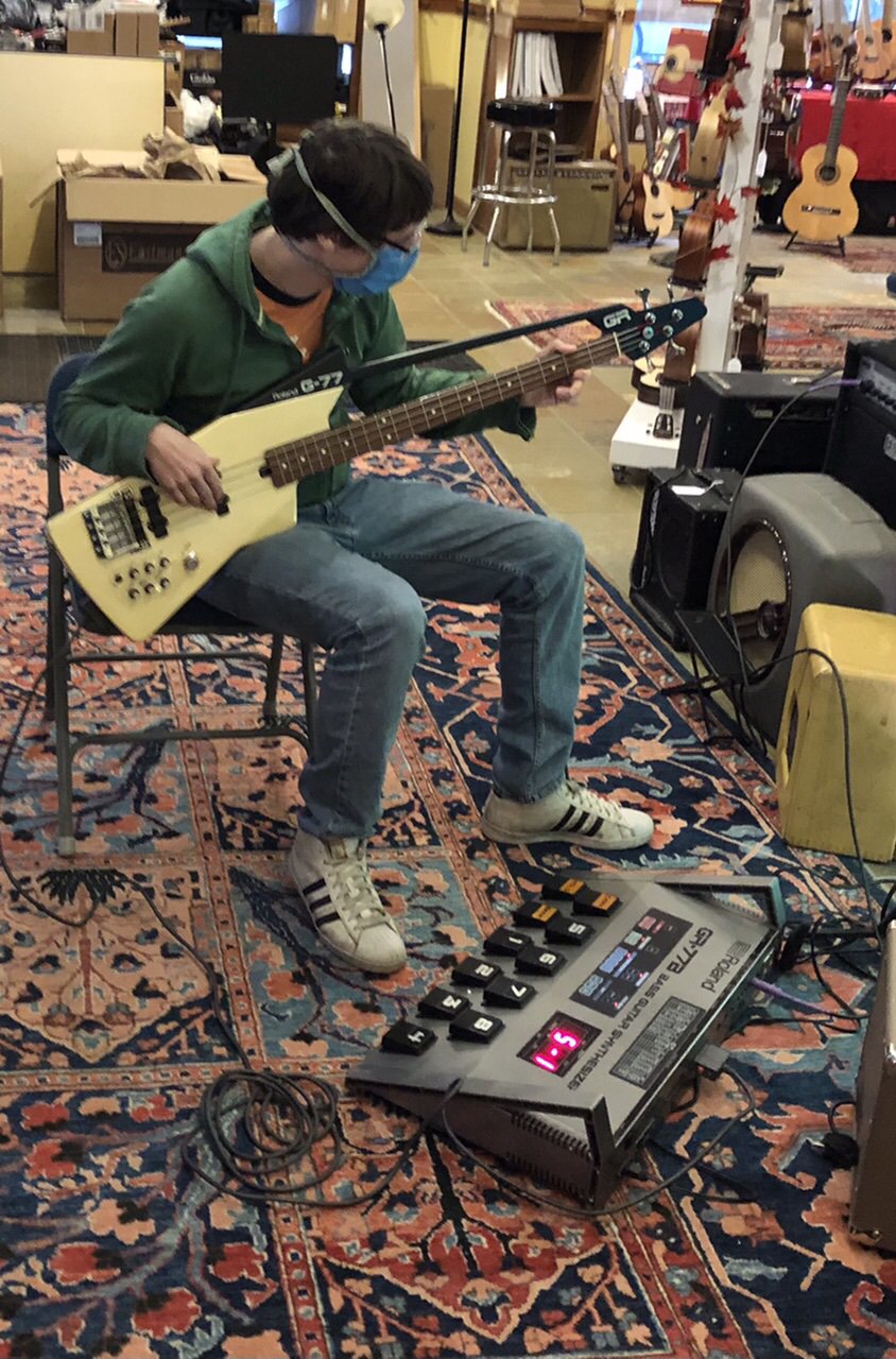 Oh the joy of youth....Sam Snyder tries out an iconic&nbsp;Roland bass and synthesizer board&nbsp...