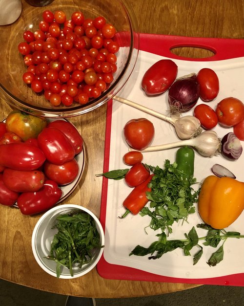 All locally grown ingredients to make "the sauce".