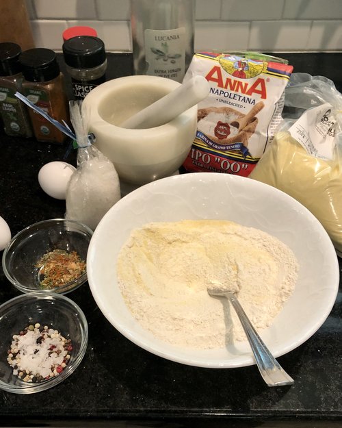 The ingredients for the&nbsp;batter include&nbsp;some freshly ground sea salt that we bought in T...