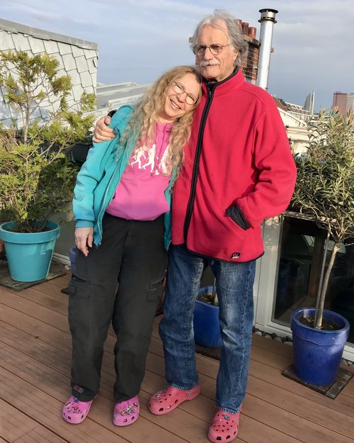 Tom and Arlette on their rooftop paradise.