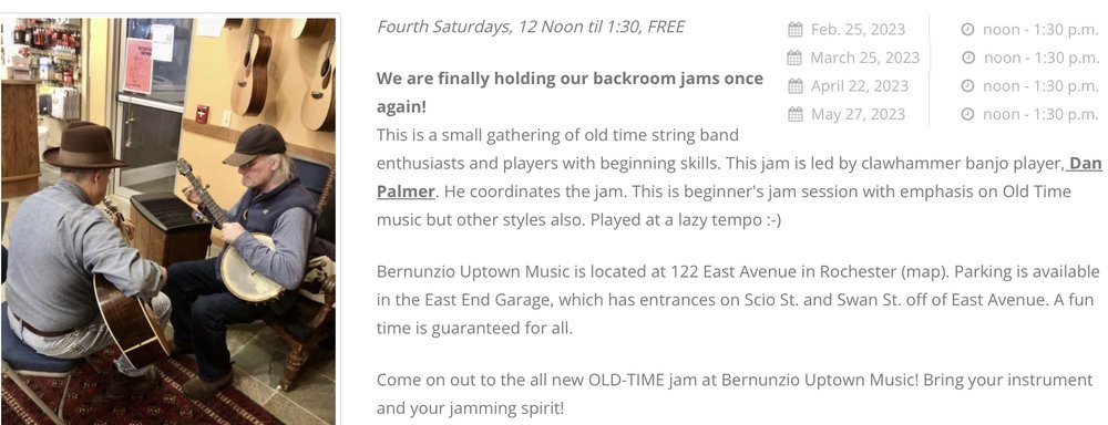 Our old time jam is back this Saturday! Come on down it’s gonna be a hoot!