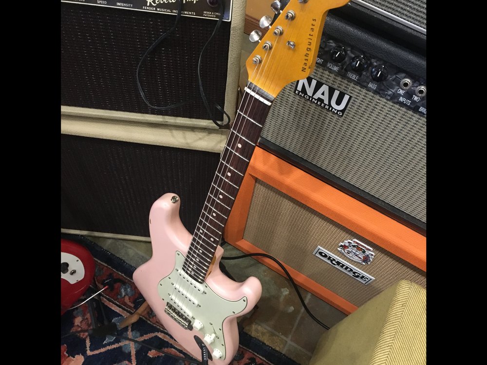 ...... and pink Stratocasters live side-by-side!