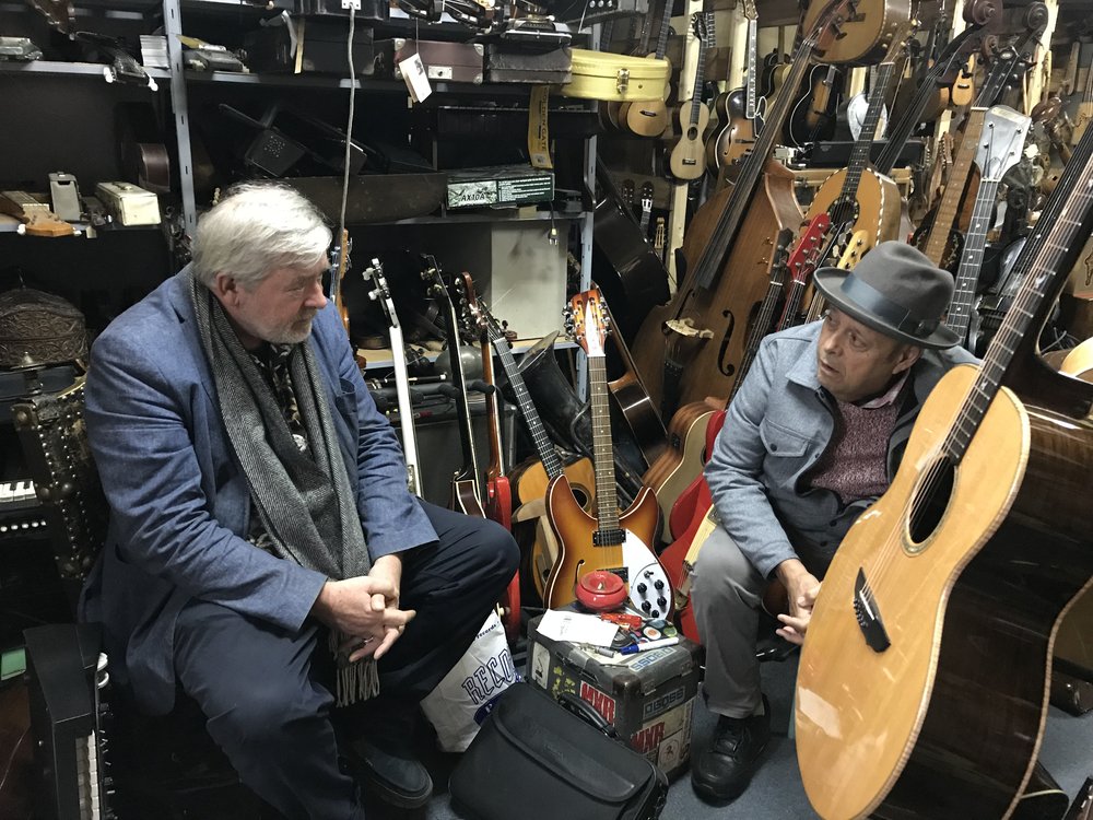 Soren and John at Palm Guitar in 2019..