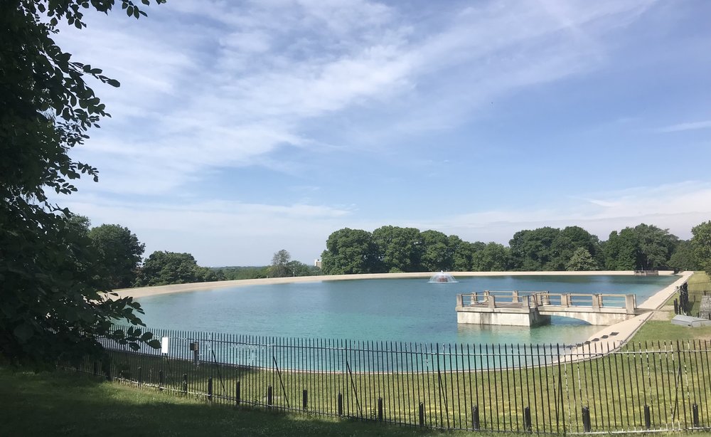 The reservoir at Highland Park&hellip;.One of two in the city supplying clean water from the Fing...