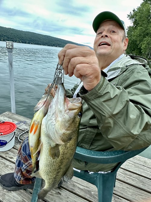 A largemouth bass right off the dock! He was about 22 inches if anybody’s keeping track.