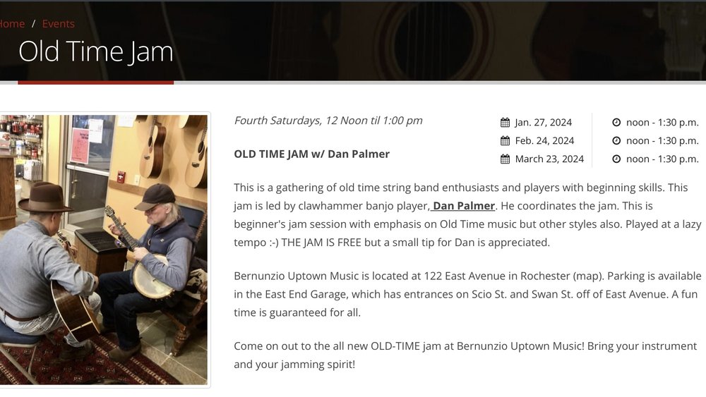 Old time jam with Dan Palmer&hellip;.this Saturday at noon.