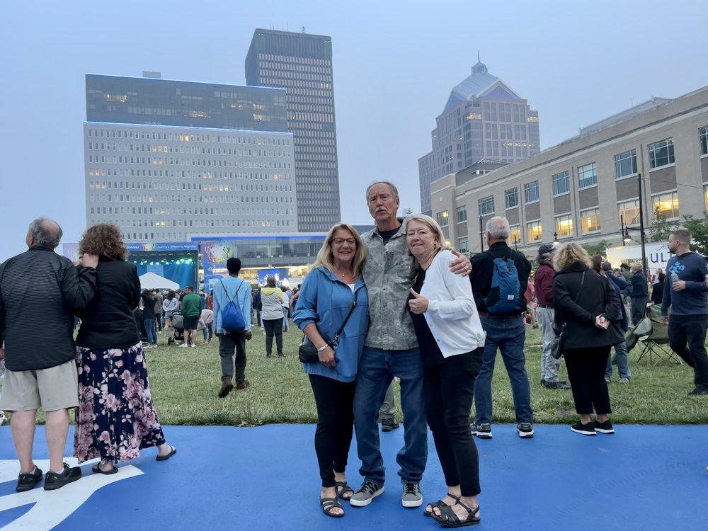 Julie, her brother, Ed, and his wife Tammy pose for me on Parcel 5.