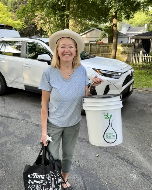 That’s my Julie&hellip;ever the optimist, with&nbsp;a big smile, recycling pail in hand&hellip;de...