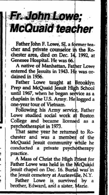 Rev. John F. Lowe SJ