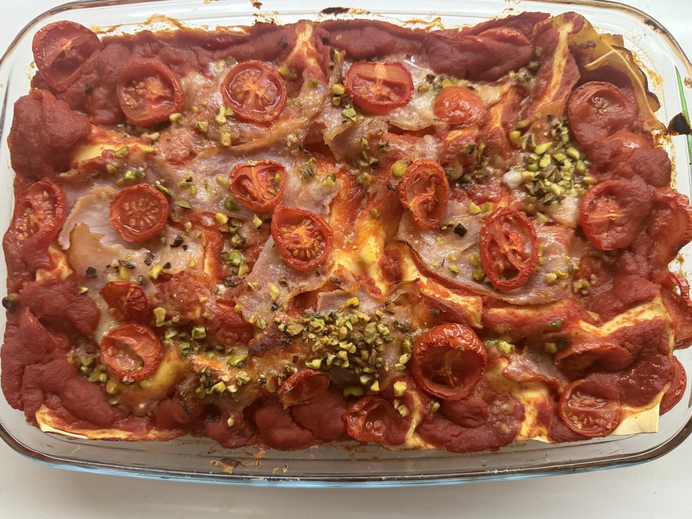 I must include at least one of my "homemade" food pictures. This is a lasagna that I made when Gr...