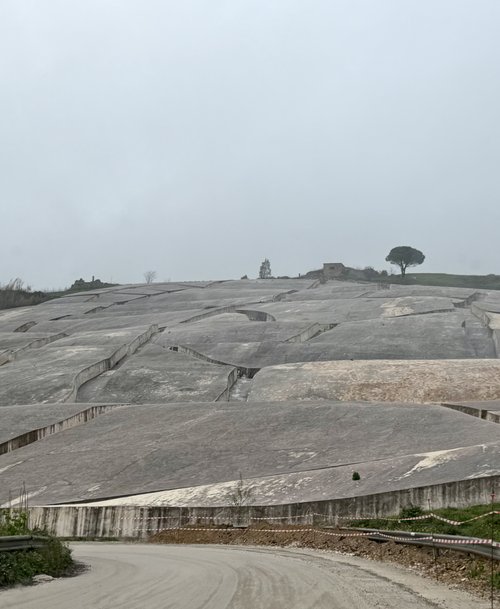 This what remains of the town of Gibinella which was destroyed by an earthquake in 1968. A new to...
