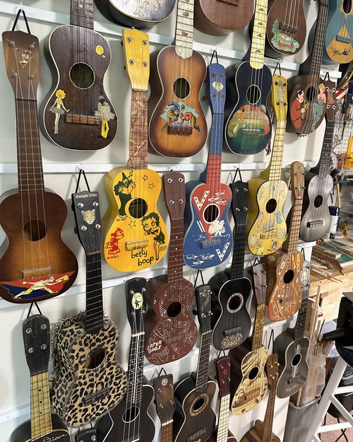 On our trip, we chanced upon a few interesting ukuleles and brought some of them home also.