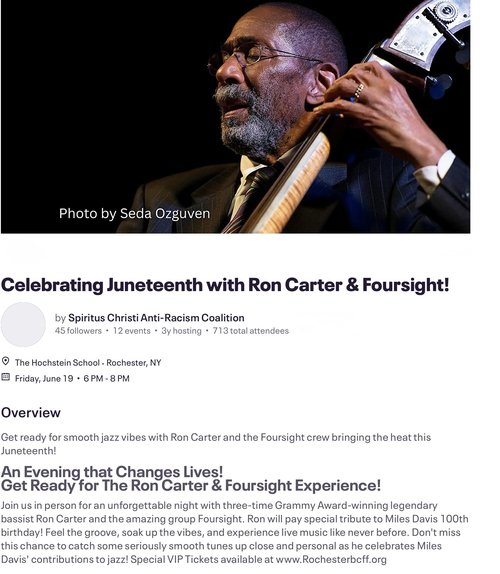 Bernunzio’s is proud to be a&nbsp;sponsor of this&nbsp;concert featuring Ron Carter and his Fours...