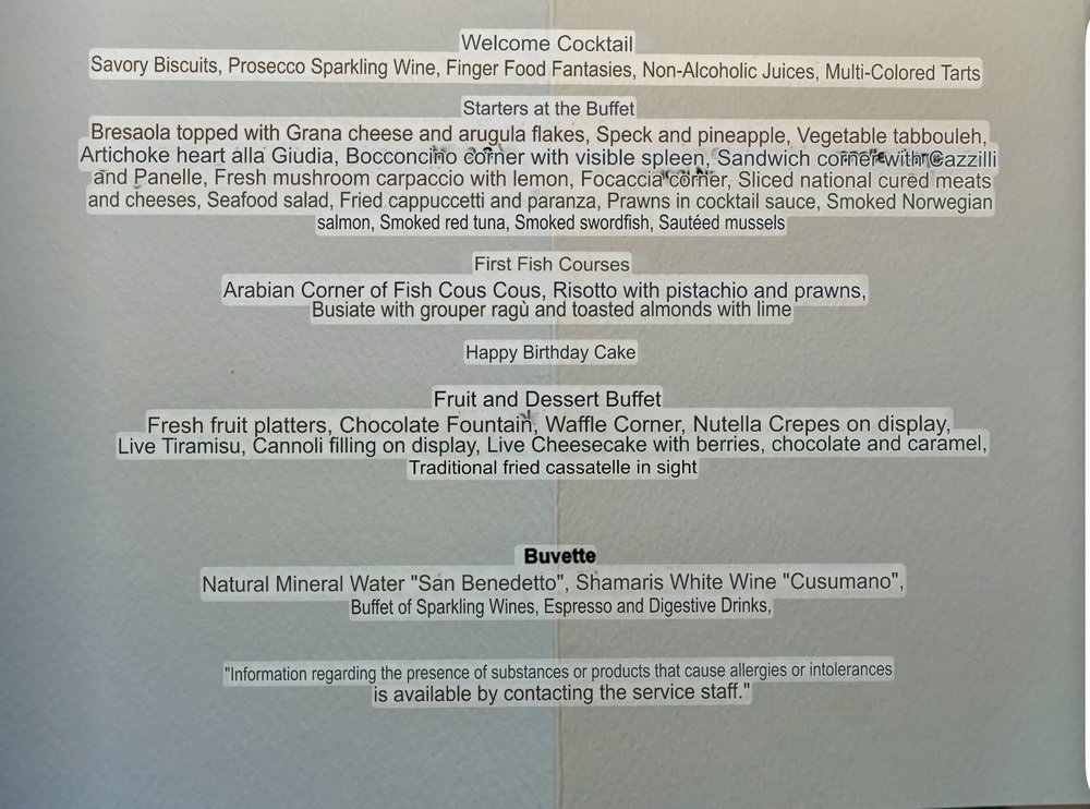 A Google translation of&nbsp;menu from our fabulous dinner!