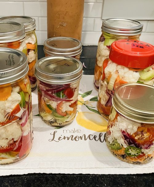 Pickled vegetables from the garden. They should be ready by Thanksgiving!