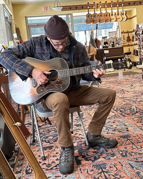 My favorite blues guitarist, Steve Grills, stopped by to test out this pre-World War II rosewood,...