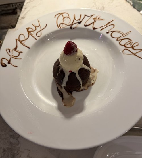 I took Julie to a wonderful restaurant and told the waiter that it was her birthday and this is w...