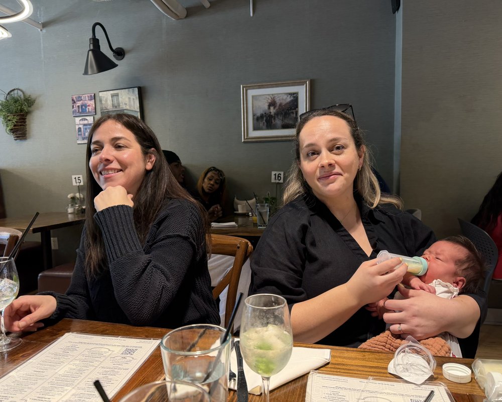 Dafina and her sister, Mirela Pllana Losaj&nbsp;with her newest baby.