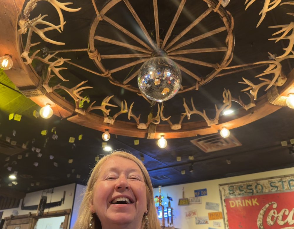 Julie is back and I only take her to the most exclusive places. We call this light fixture, "Disc...
