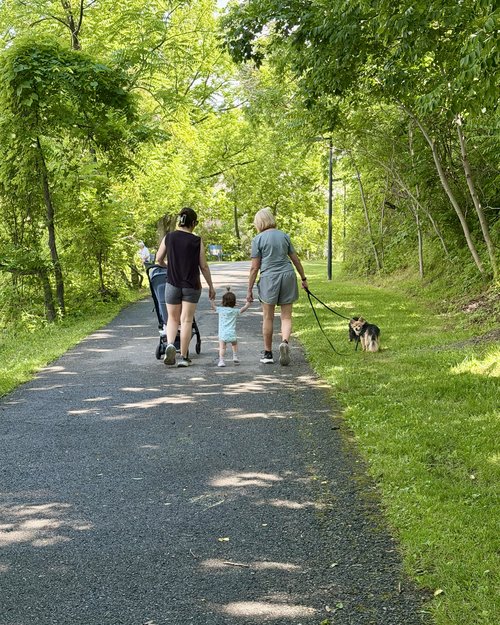 We all took the dogs for&nbsp;a walk on the Keuka Outlet Trail while they stayed with us.