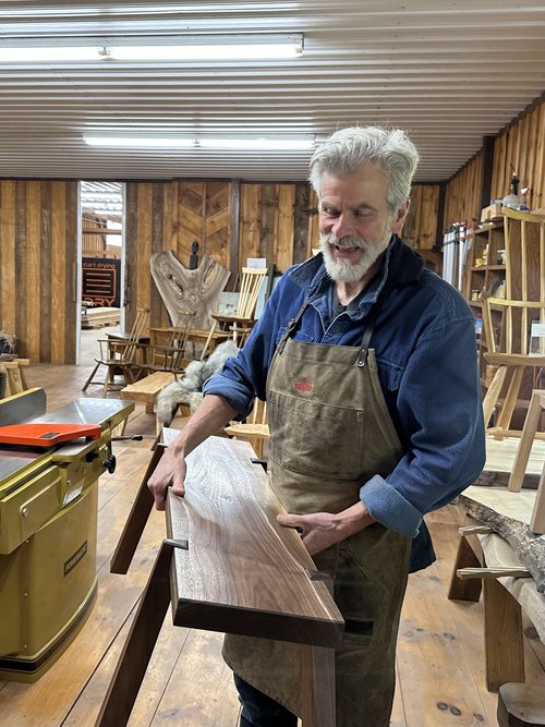 John, from The Big Mamou Woodworks shows us this incredible bench made with of local wood an...