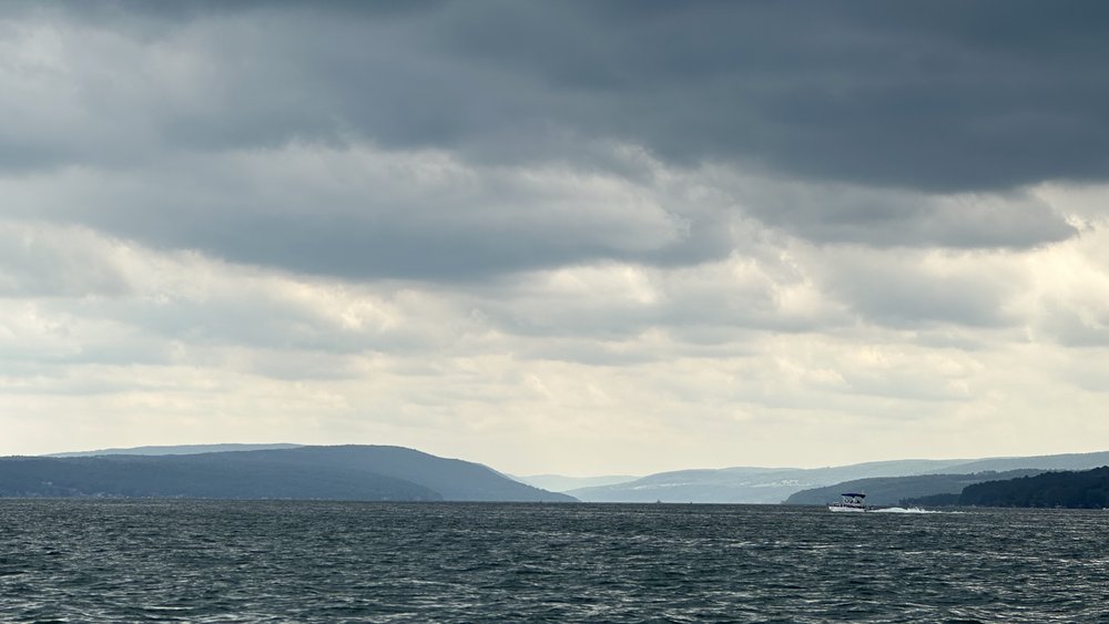 Canandaigua Lake looking south to the Bristol Hills.