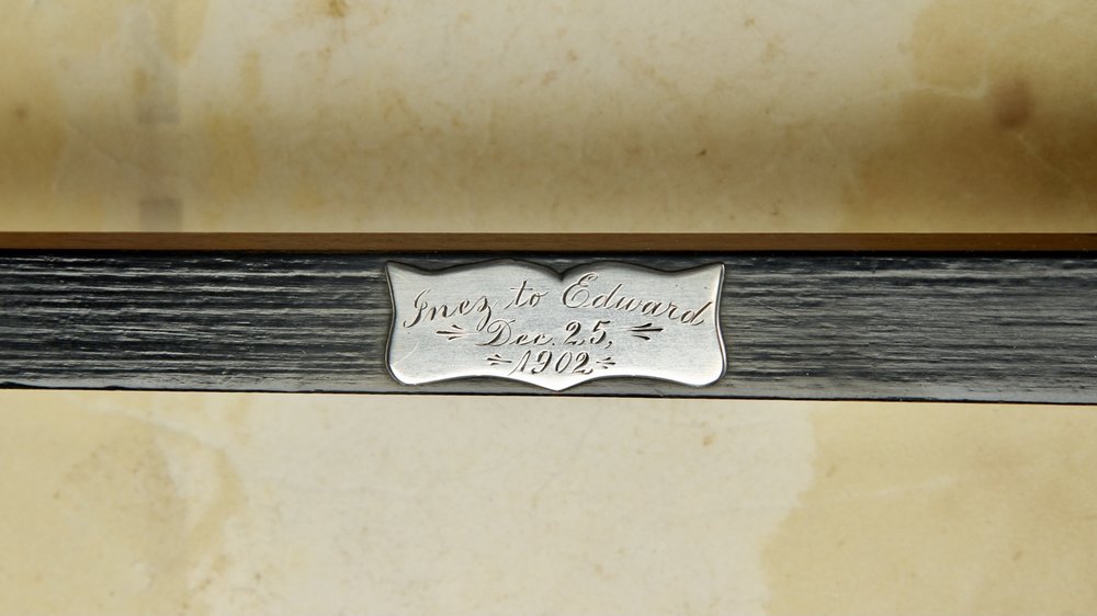 This little solid silver plaque is on the stick of a Bruno banjo we recently purchased. It harken...
