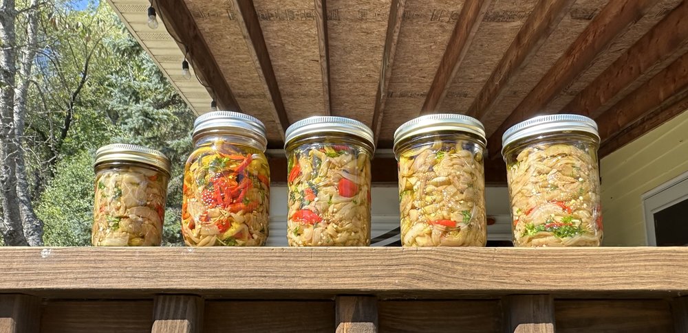  The project of the week was melanzana 'n salata, (pickled eggplant) with red peppers&hellip...