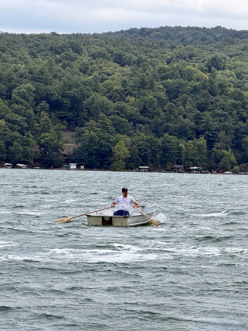 Benjamin battling the sea