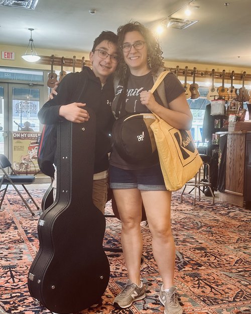 Mom and son are studying at Eastman Community School. They have been coming by the store since th...