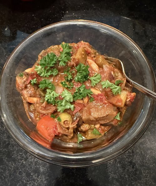 And of course, I made caponata, which is the traditional dish of Sicily, perhaps for the last tim...