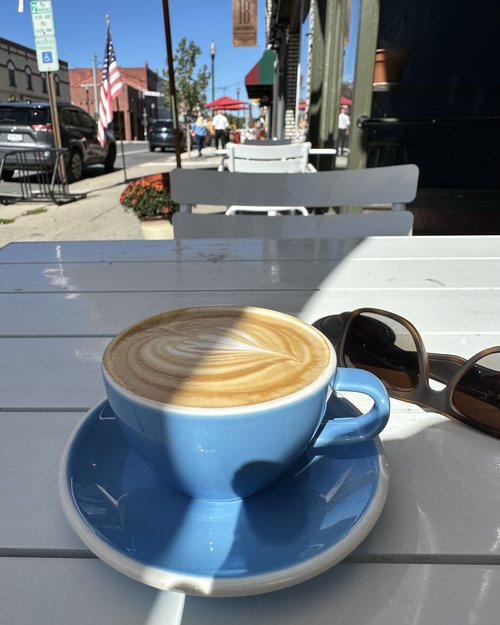 A beautiful cappuccino on a great sunny day at Amity coffee on Main Street in Penn Yan.