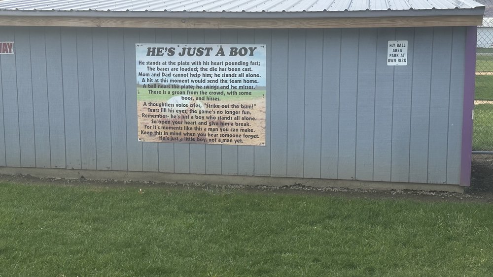 A beautiful sign on the outside of&nbsp;the dugout at the&nbsp;Little League baseball field In  H...