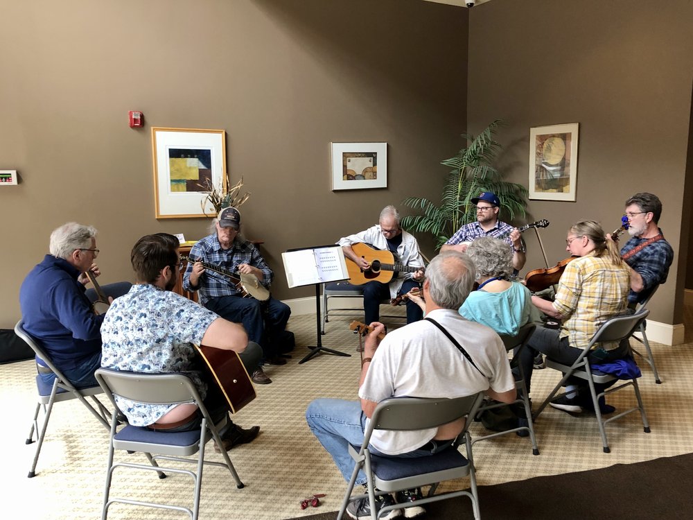 Our old time jam was a nice small group of happy musicians who spent about an hour and a half "Cl...