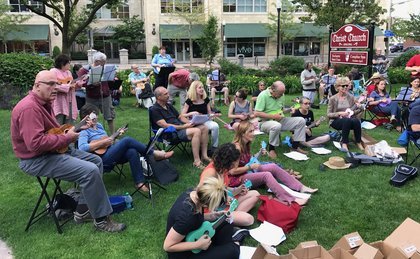 2017 ROC the Ukulele Circle on Make Music Day. Over 60 players attended the jam on a beautiful su...