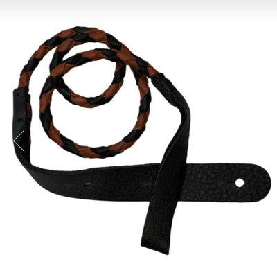 Lakota Leathers Round Braided Mandolin Strap BL/TAN XRBKTOM