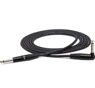 Hosa Pro Guitar Cable 15' Black REAN (Straight to Right) QRHGTR015R