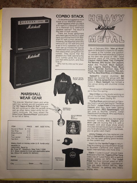 c. 1980s Marshall '77 Price List & '83 Catalog — view 2 of 3